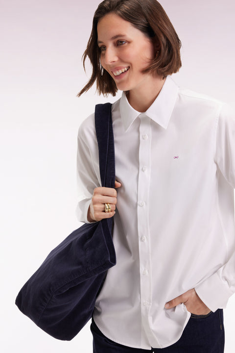 Slim-fit white cotton poplin shirt - Image 1