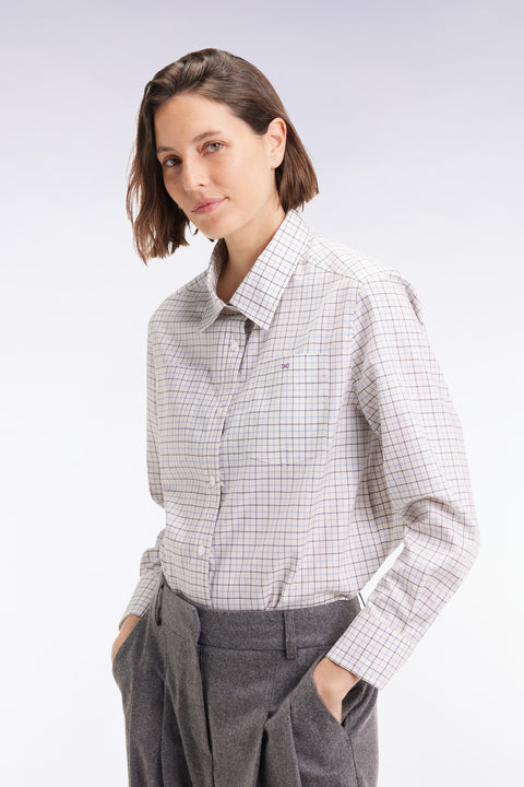 Chemise à carreaux grise et blanche coupe Relaxed - Image 1