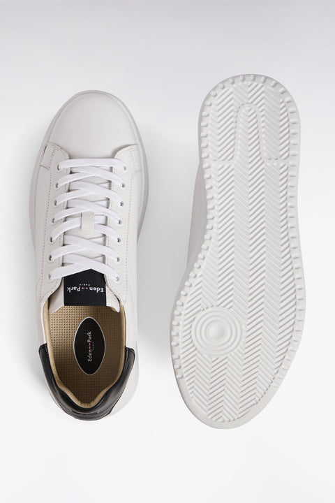 White and navy grained leather low-top sneakers - Image 2