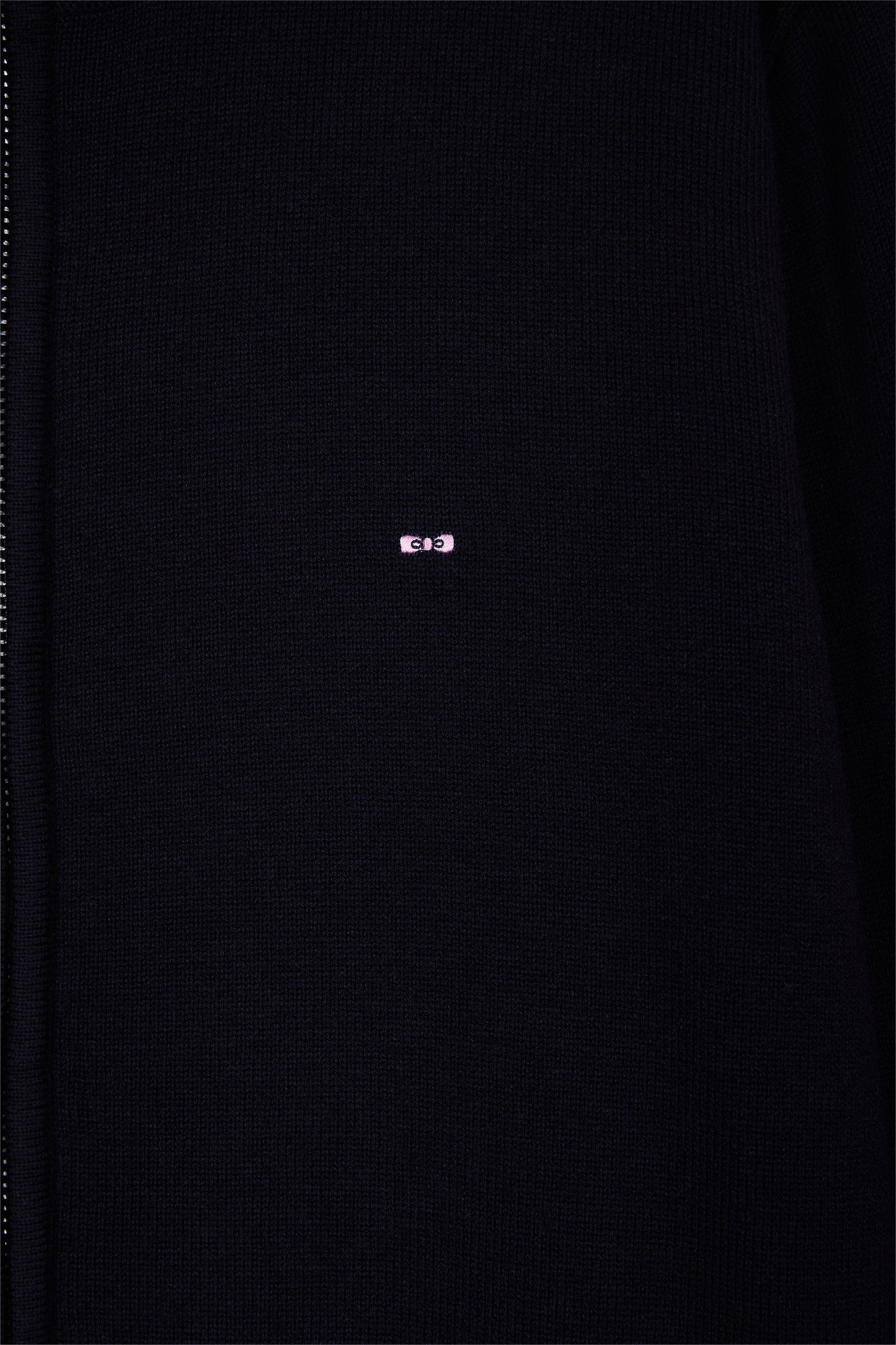 Cardigan zippé en laine et coton marine coupe droite
