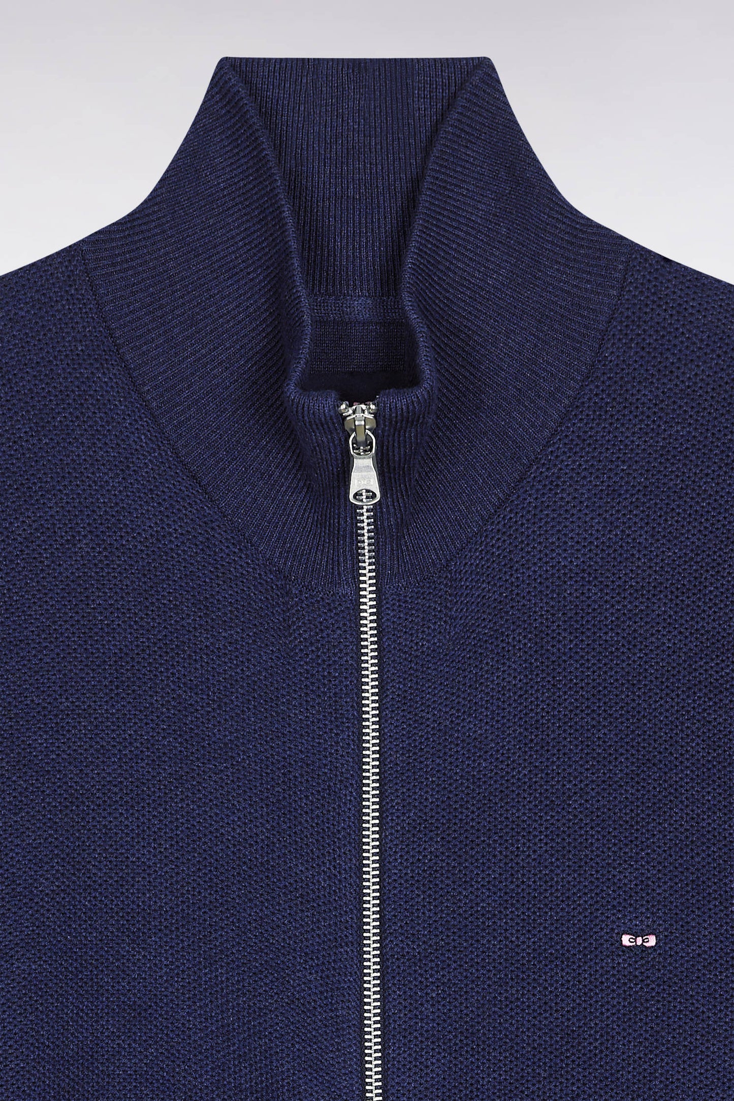 Cardigan en coton nid d'abeille marine coupe droite