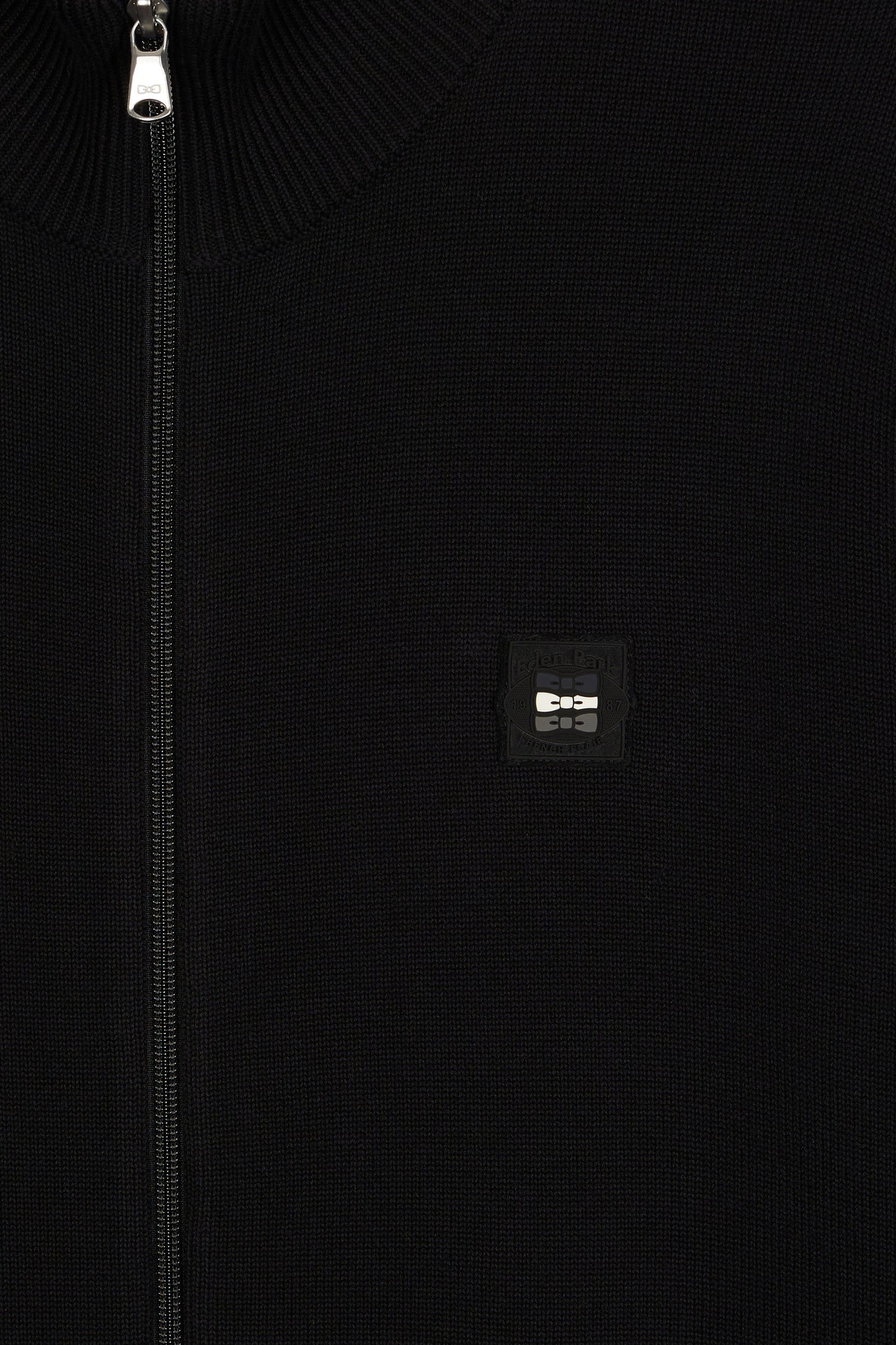 Cardigan en coton noir à intérieur de manches contrasté