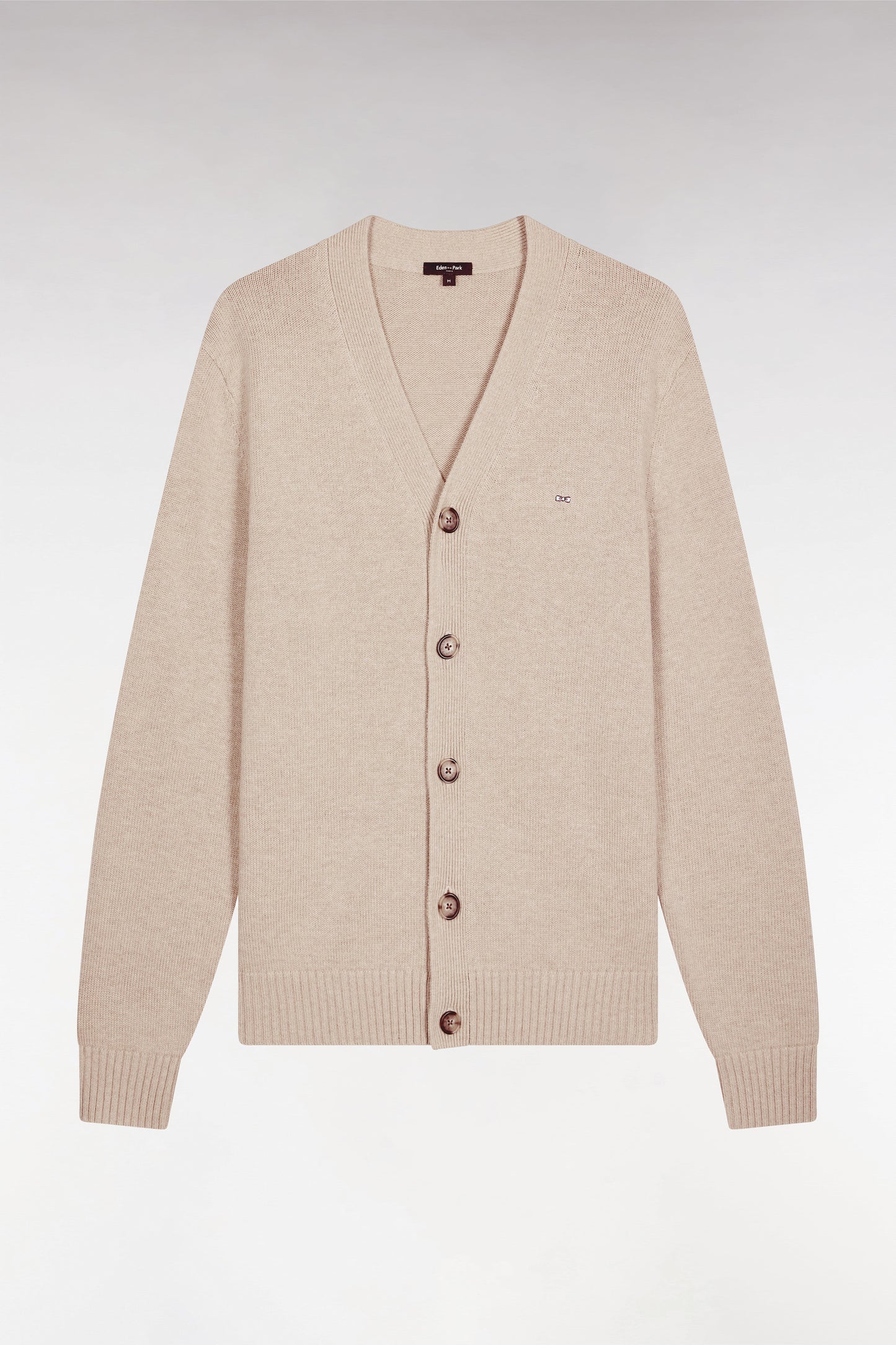 Beige wool and cotton cardigan, straight cut