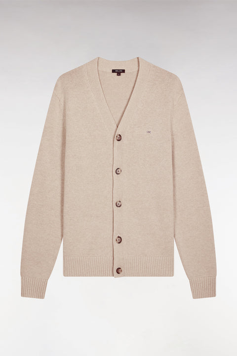 Beige wool and cotton cardigan, straight cut - Image 2