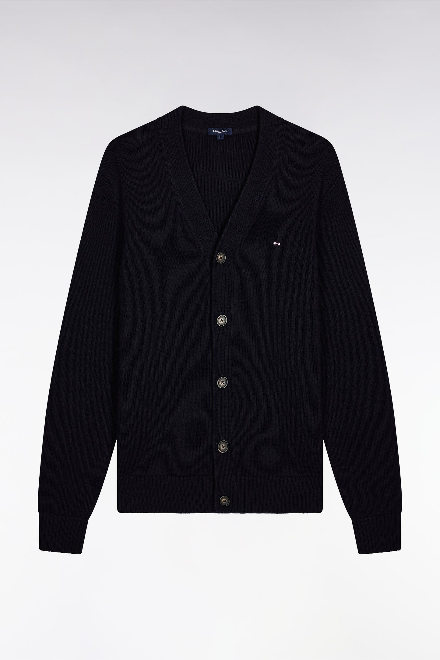 Cardigan en laine et coton marine coupe droite