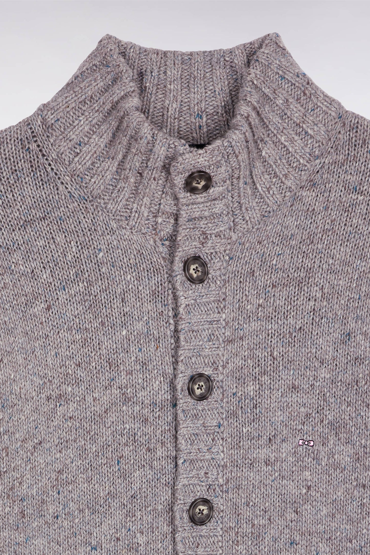 Cardigan en laine vierge et alpaga mélangés gris coupe droite