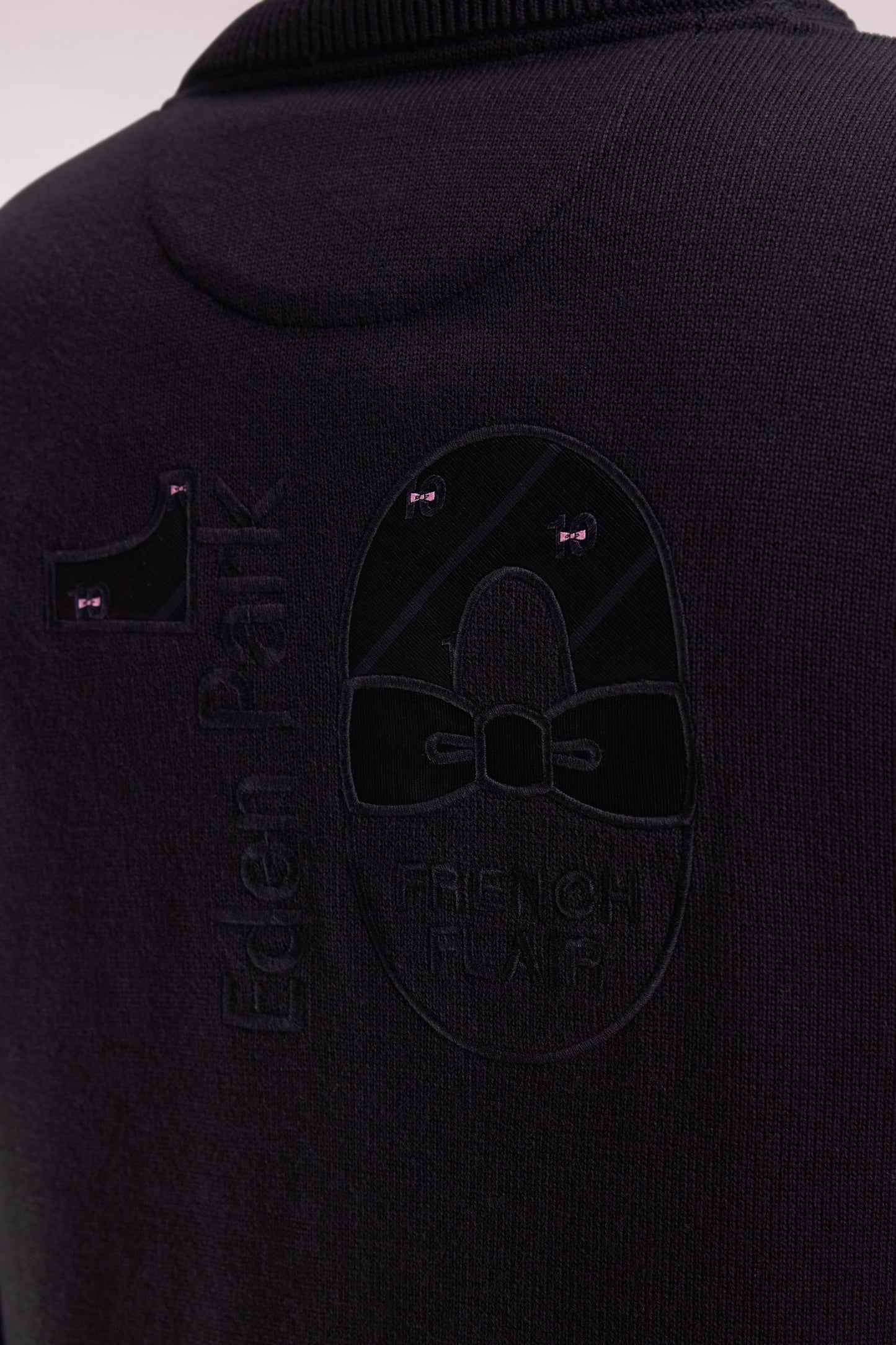Black cotton zipped cardigan, straight cut
