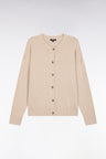Cardigan en laine et coton beige coupe Relaxed
