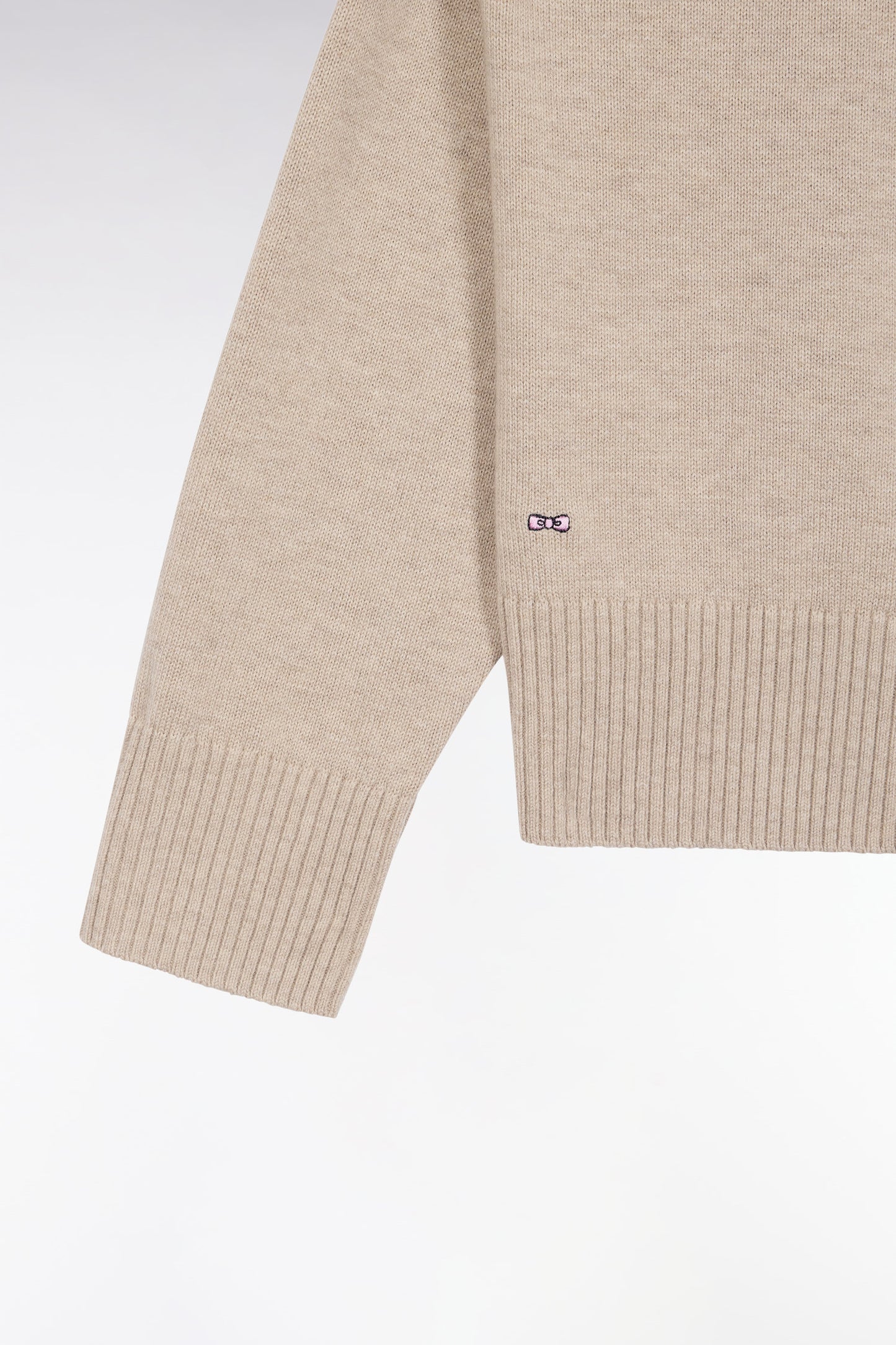 Cardigan en laine et coton beige coupe Relaxed