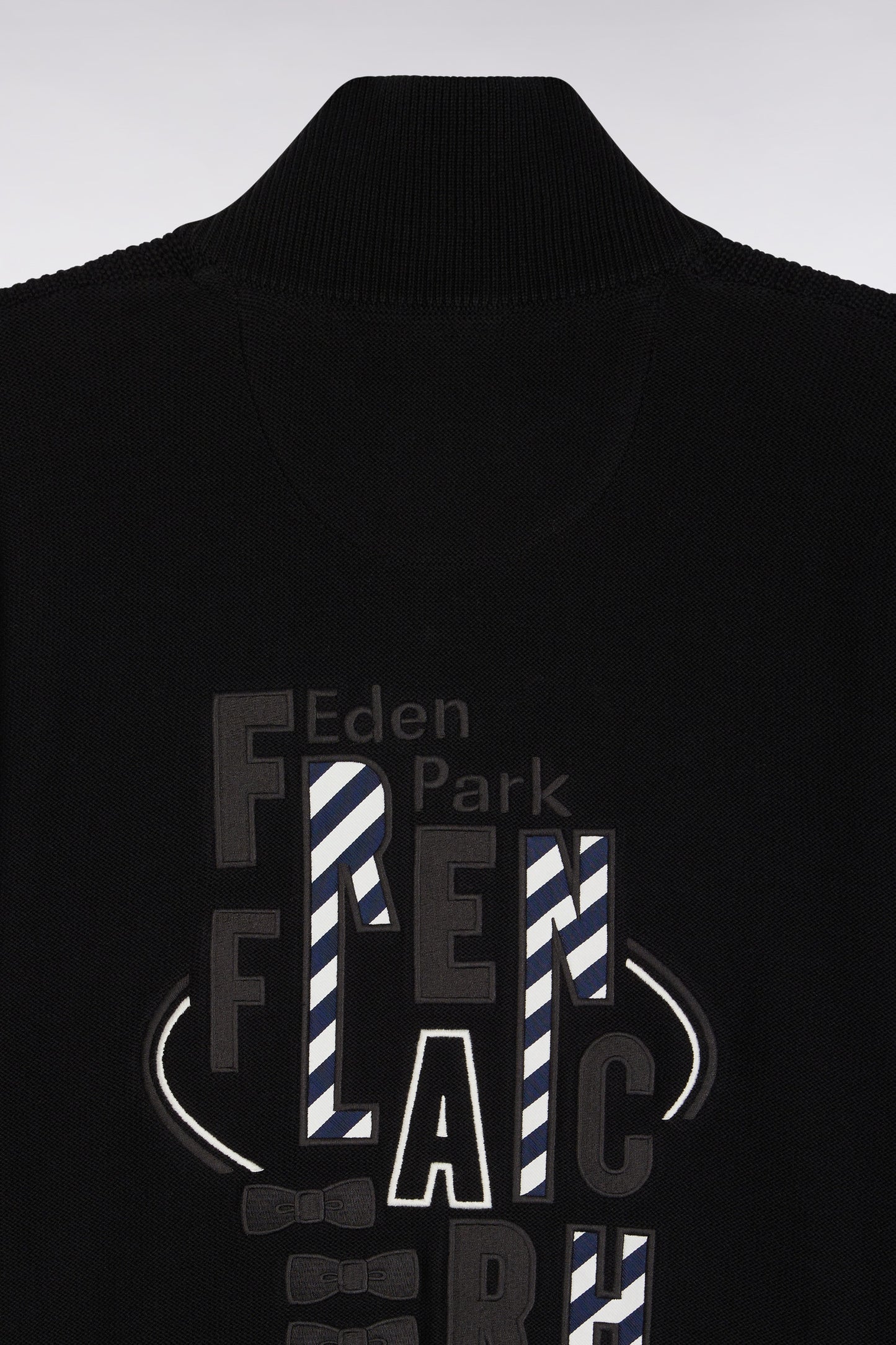 Cardigan zippé en coton noire broderie dos