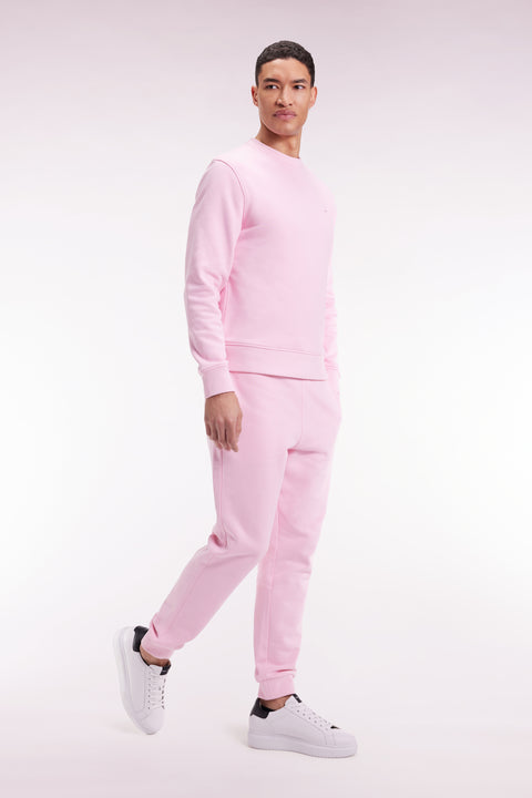 Pink brushed fleece jogging suit, straight cut - Image 1