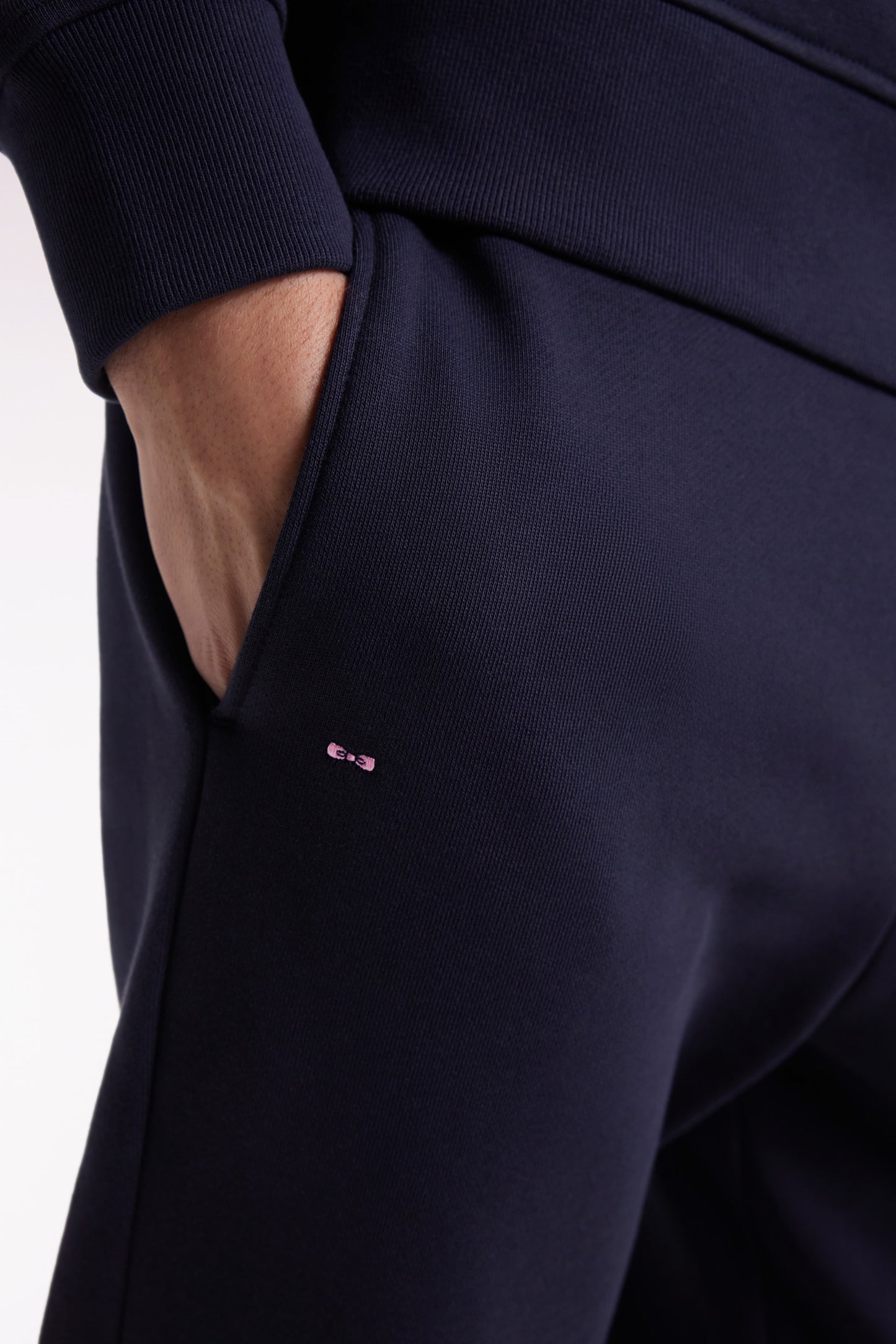 Navy brushed fleece straight-leg jogging suit