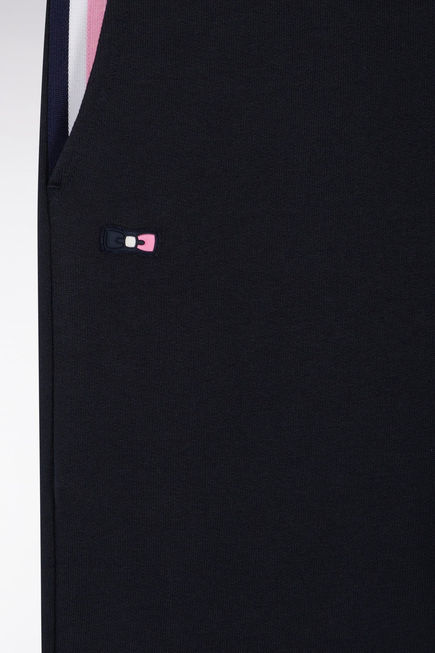 Navy brushed fleece jogging suit with striped pockets Relaxed fit