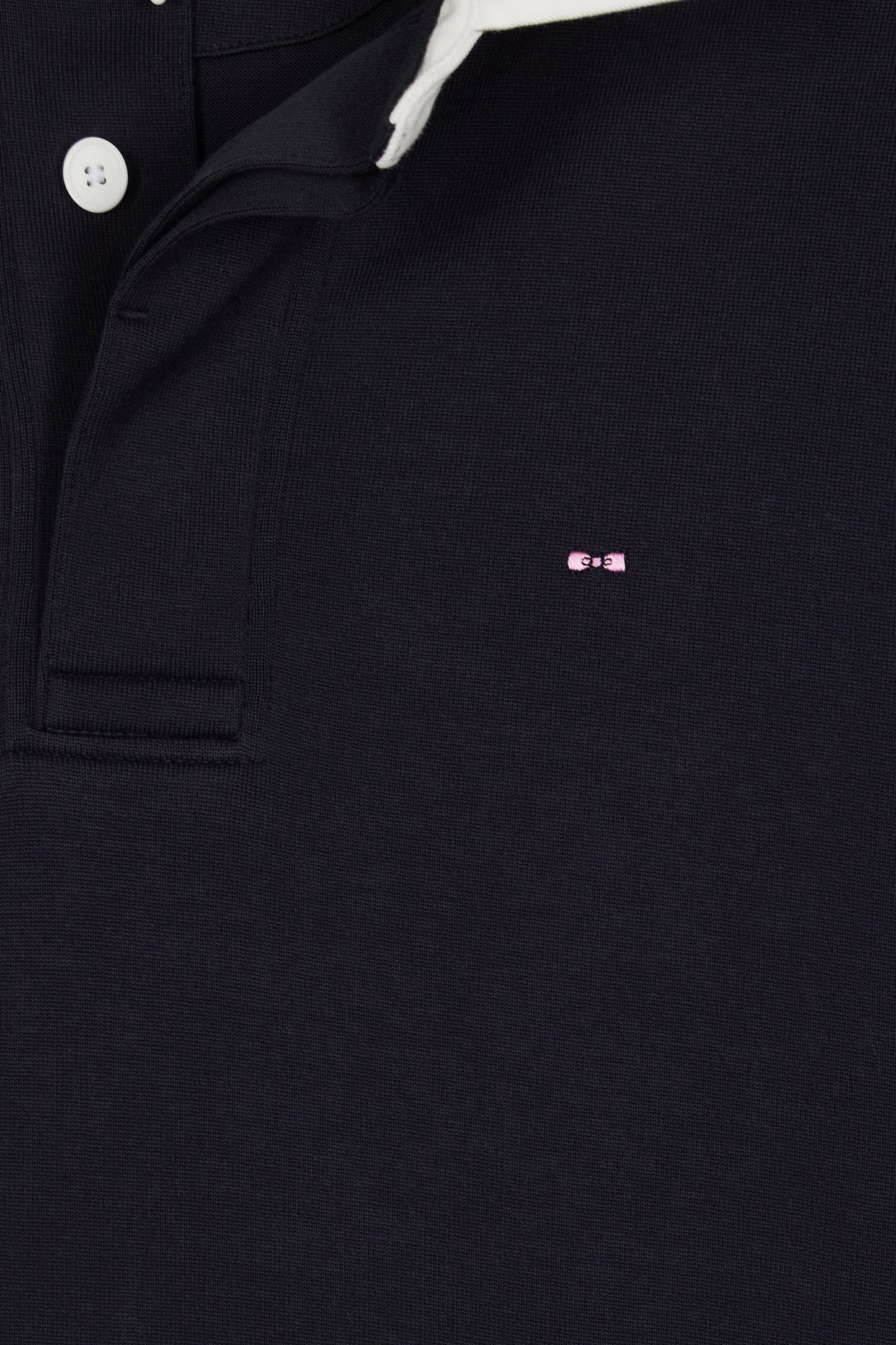 Maillot manches longues en jersey de coton Pima marine coupe droite