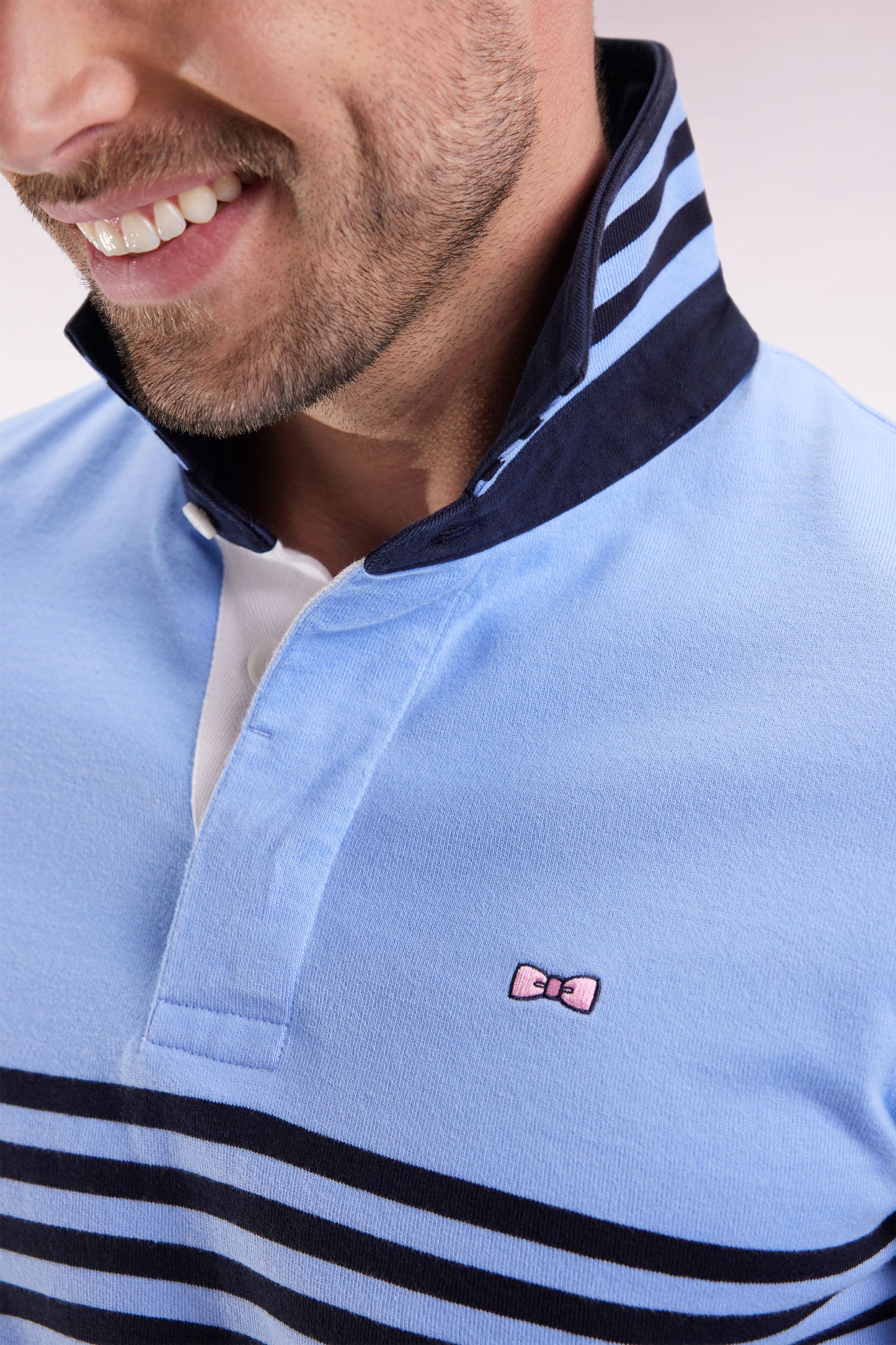 Maillot à manches longues en jersey épais ciel rayé coupe droite