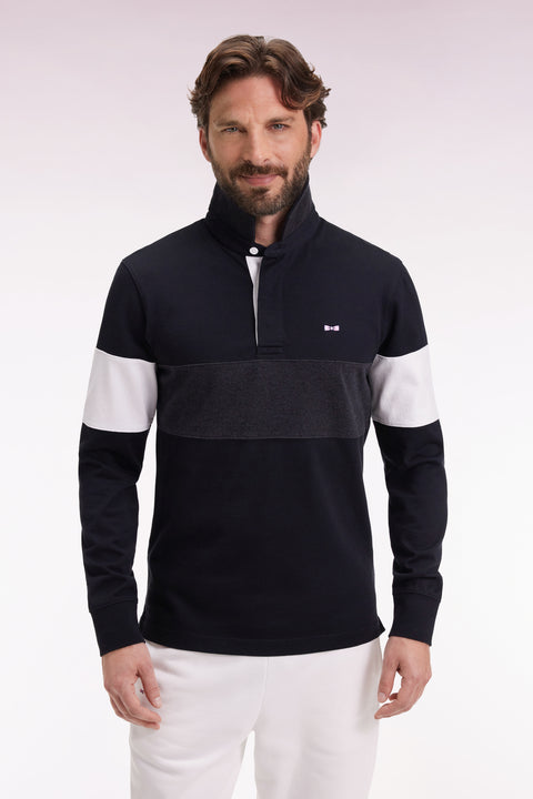 Maillot à manches longues en jersey épais noir broderie dos coupe droite - Image 3