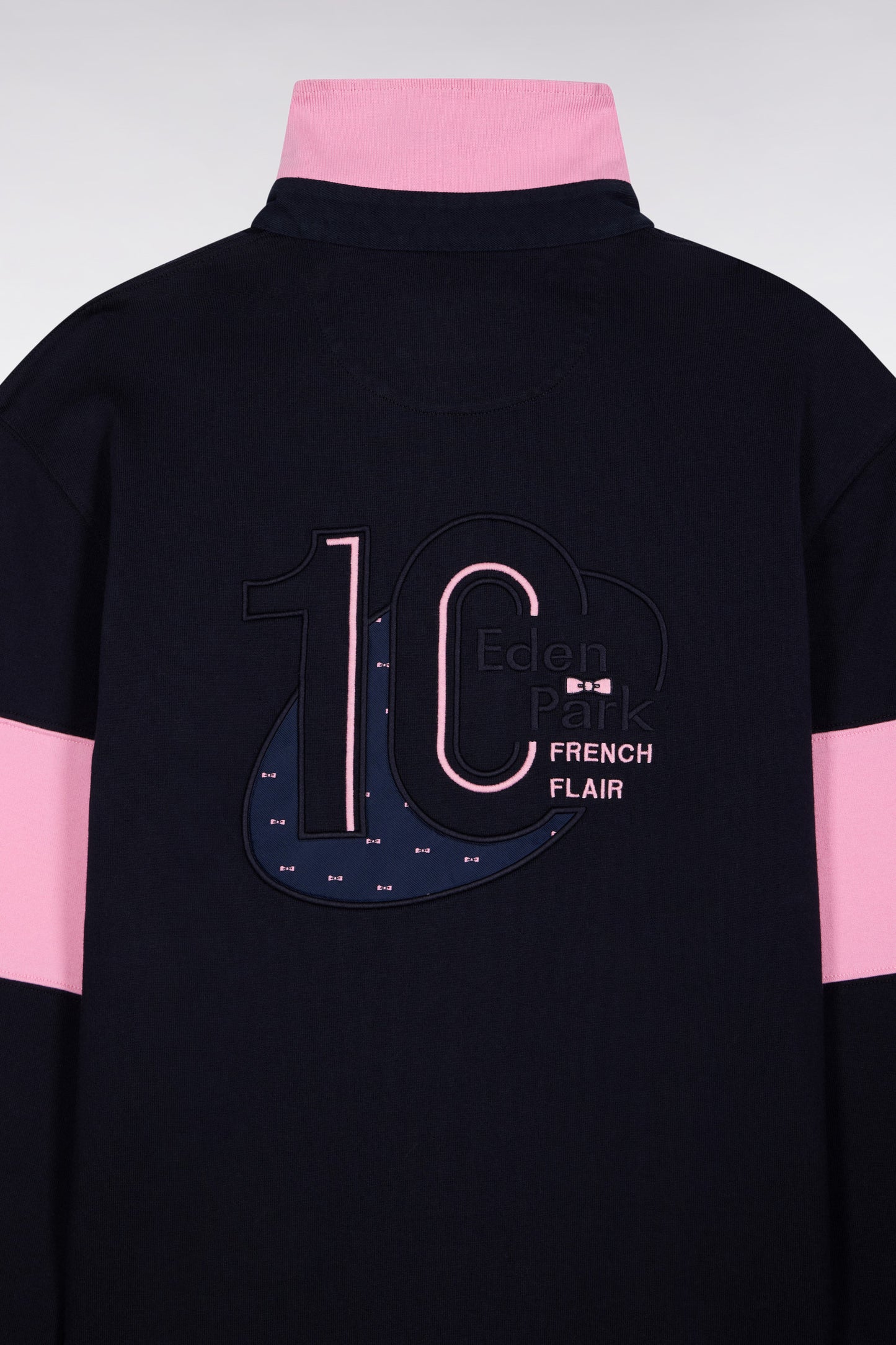 Maillot à manches longues en jersey épais marine broderie dos coupe droite