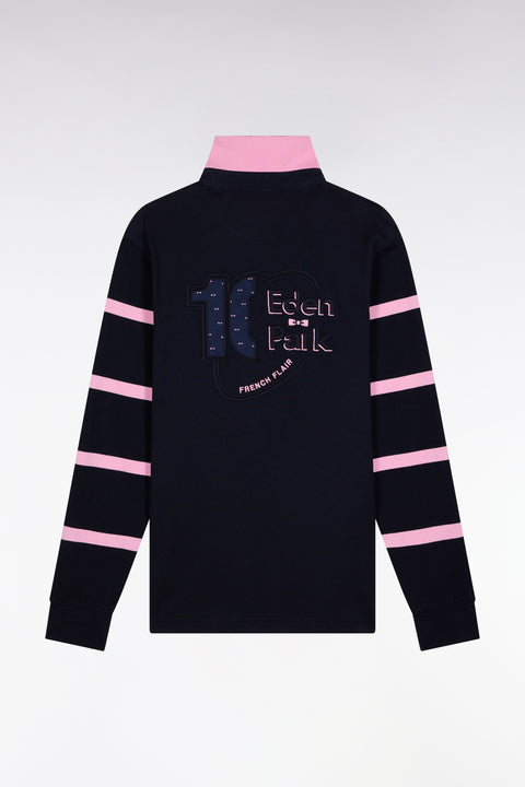 Maillot à manches longues en jersey épais marine manches rayées coupe droite - Image 2