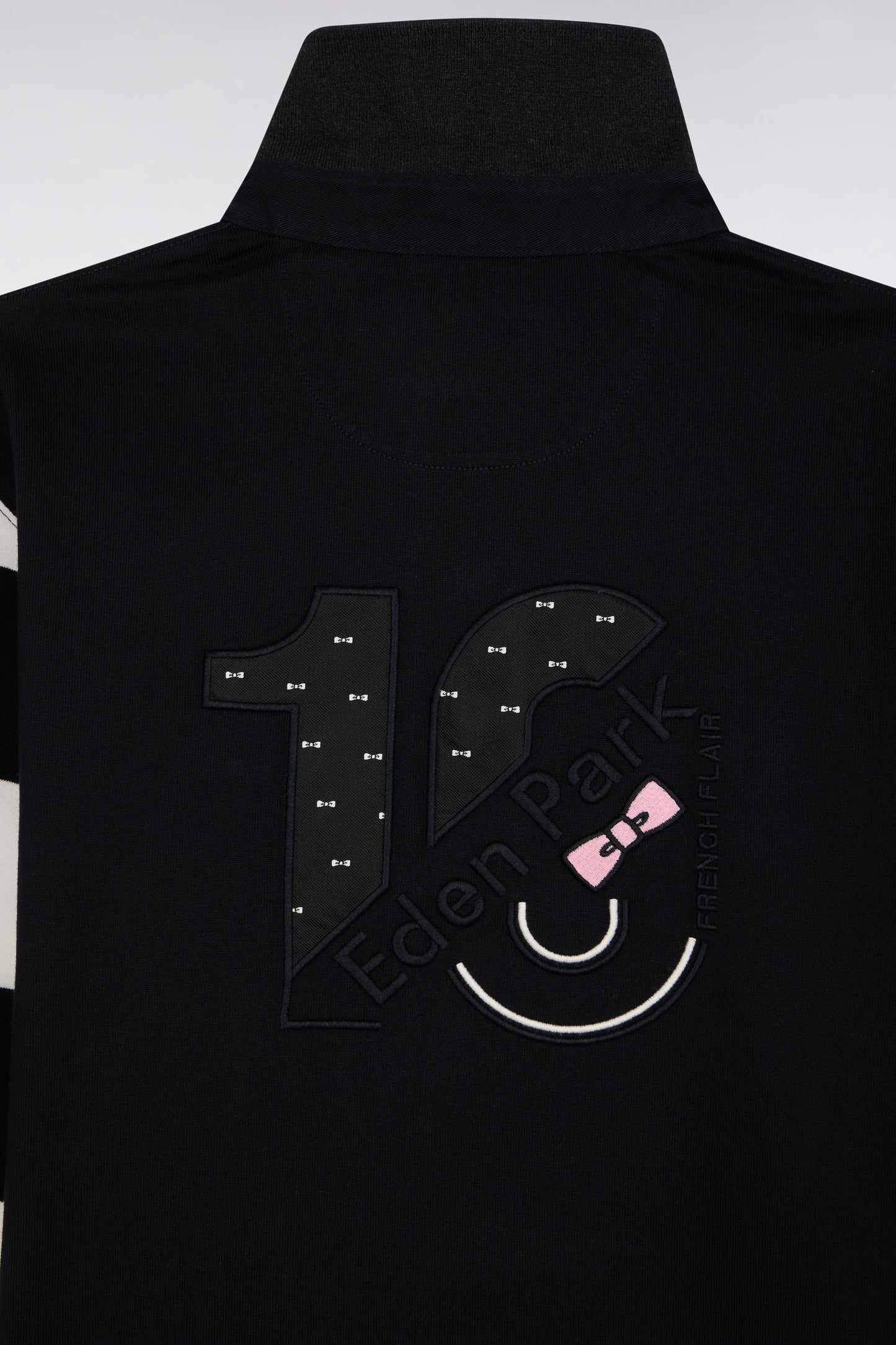 Maillot à manches longues rayées en molleton noir coupe droite