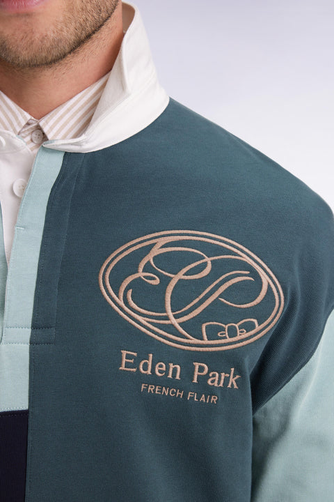 Maillot à manches longues en coton vert à cadrans coupé-cousu - Image 3