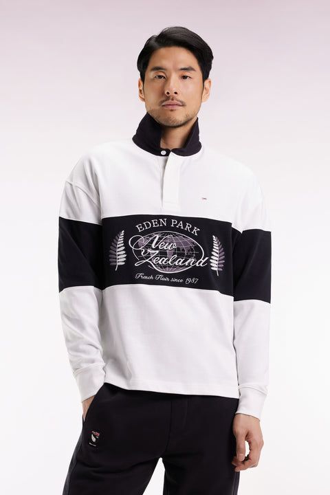 Black and white long-sleeved jersey with New Zealand embroidery - Image 3