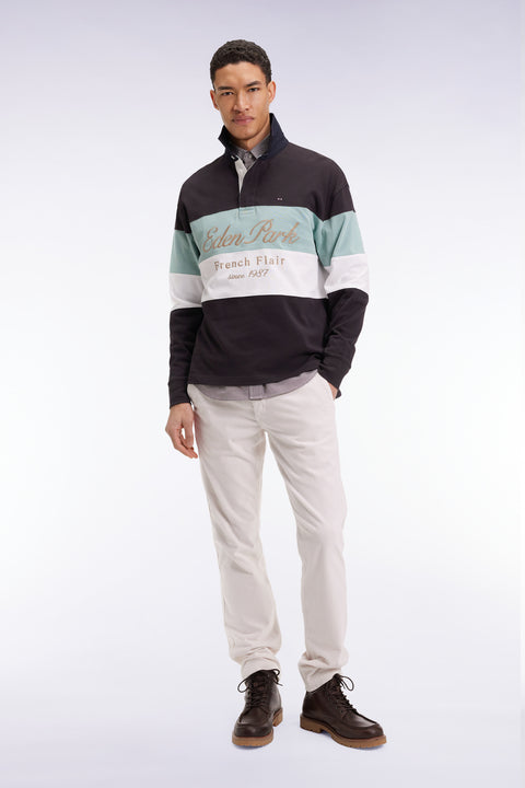 Long-sleeved jersey in thick black and green jersey with vintage embroidery - Image 1