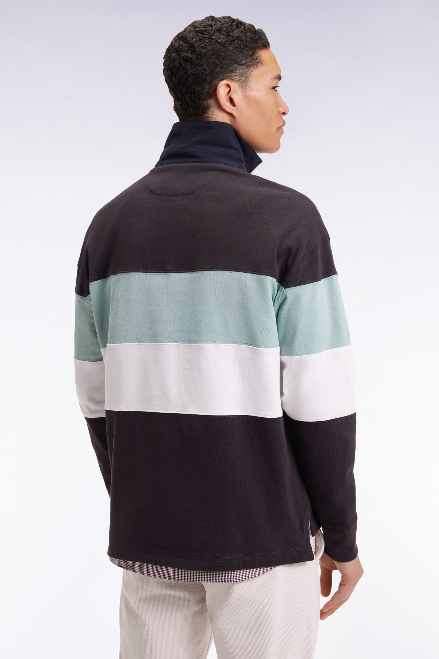 Maillot à manches longues en jersey épais noir et vert broderie vintage