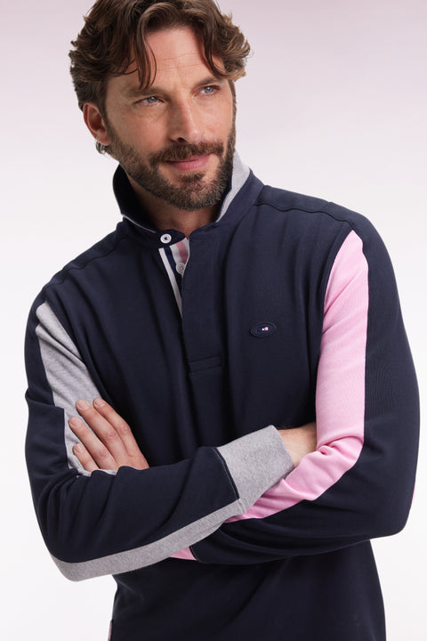 Maillot à manches longues en jersey épais noir broderie dos coupe droite - Image 1