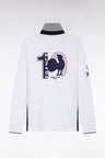 XV de France white long-sleeved jersey with rooster embroidery, straight cut
