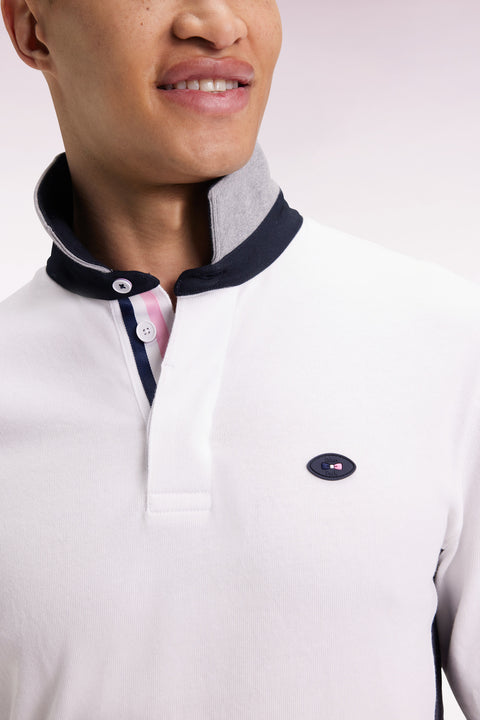 XV de France white long-sleeved jersey with rooster embroidery, straight cut - Image 1