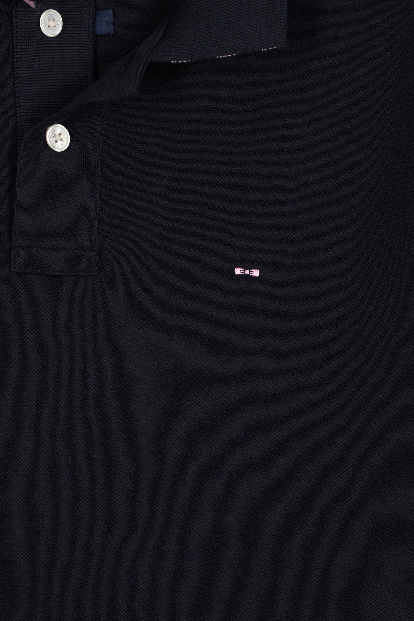 Polo manches courtes en coton Pima marine sous-col rayé coupe droite