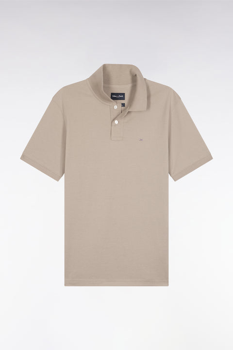 Polo manches courtes en coton Pima beige coupe droite - Image 2