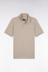 Short-sleeved polo shirt in beige Pima cotton, straight cut