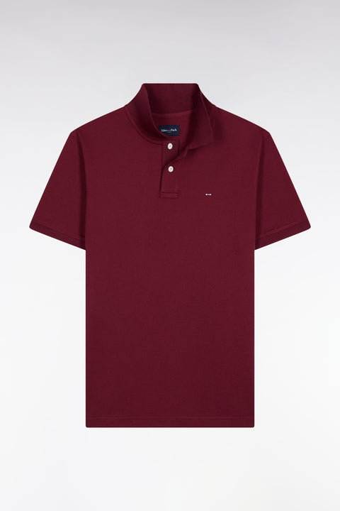 Polo manches courtes en coton Pima bordeaux coupe droite - Image 2