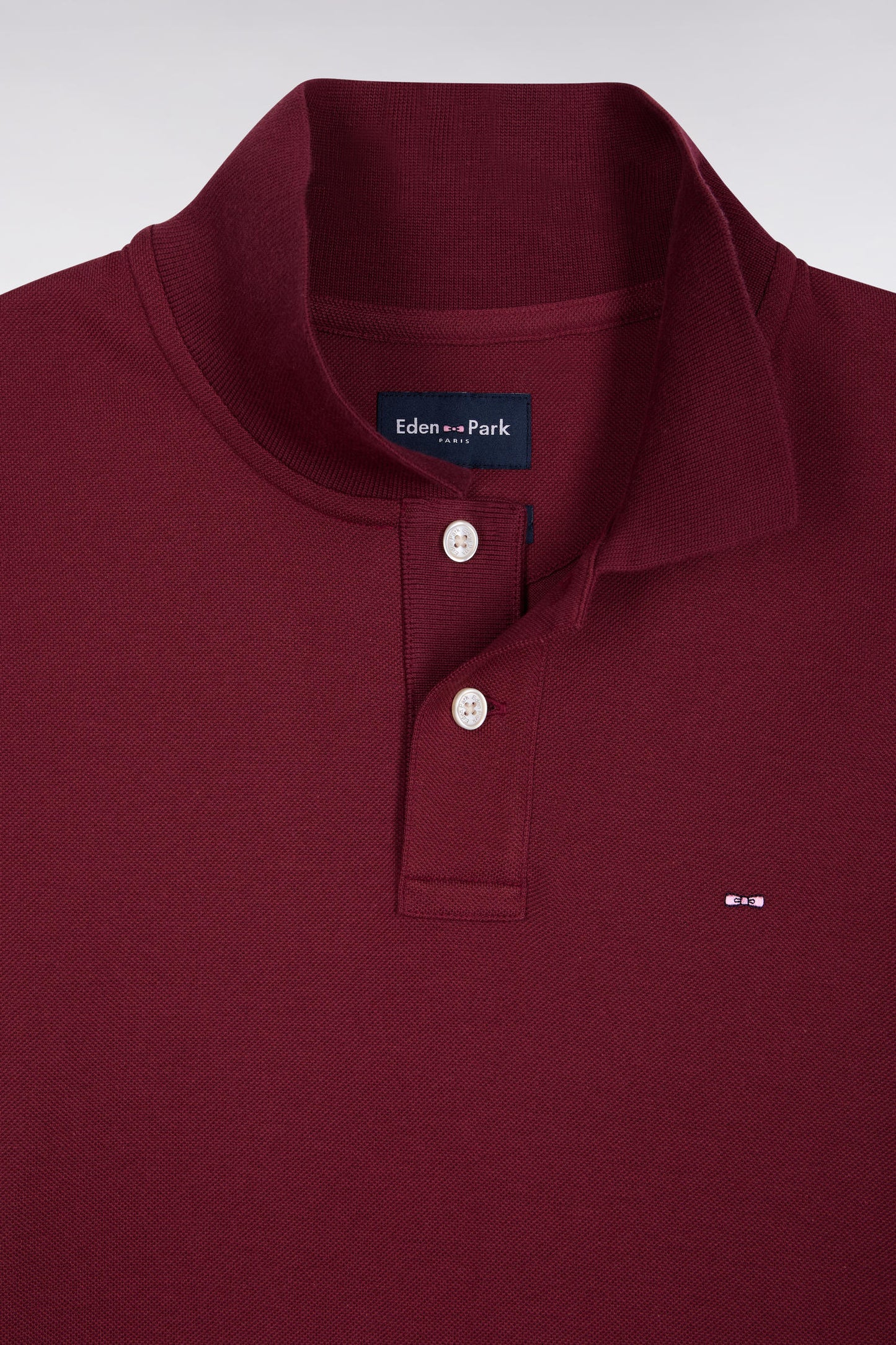 Polo manches courtes en coton Pima bordeaux coupe droite