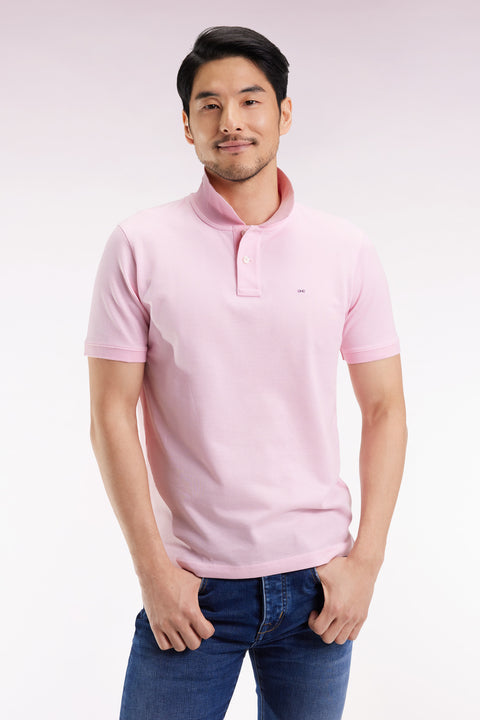 Polo manches courtes en coton Pima rose coupe droite - Image 1