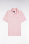 Polo manches courtes en coton Pima rose coupe droite