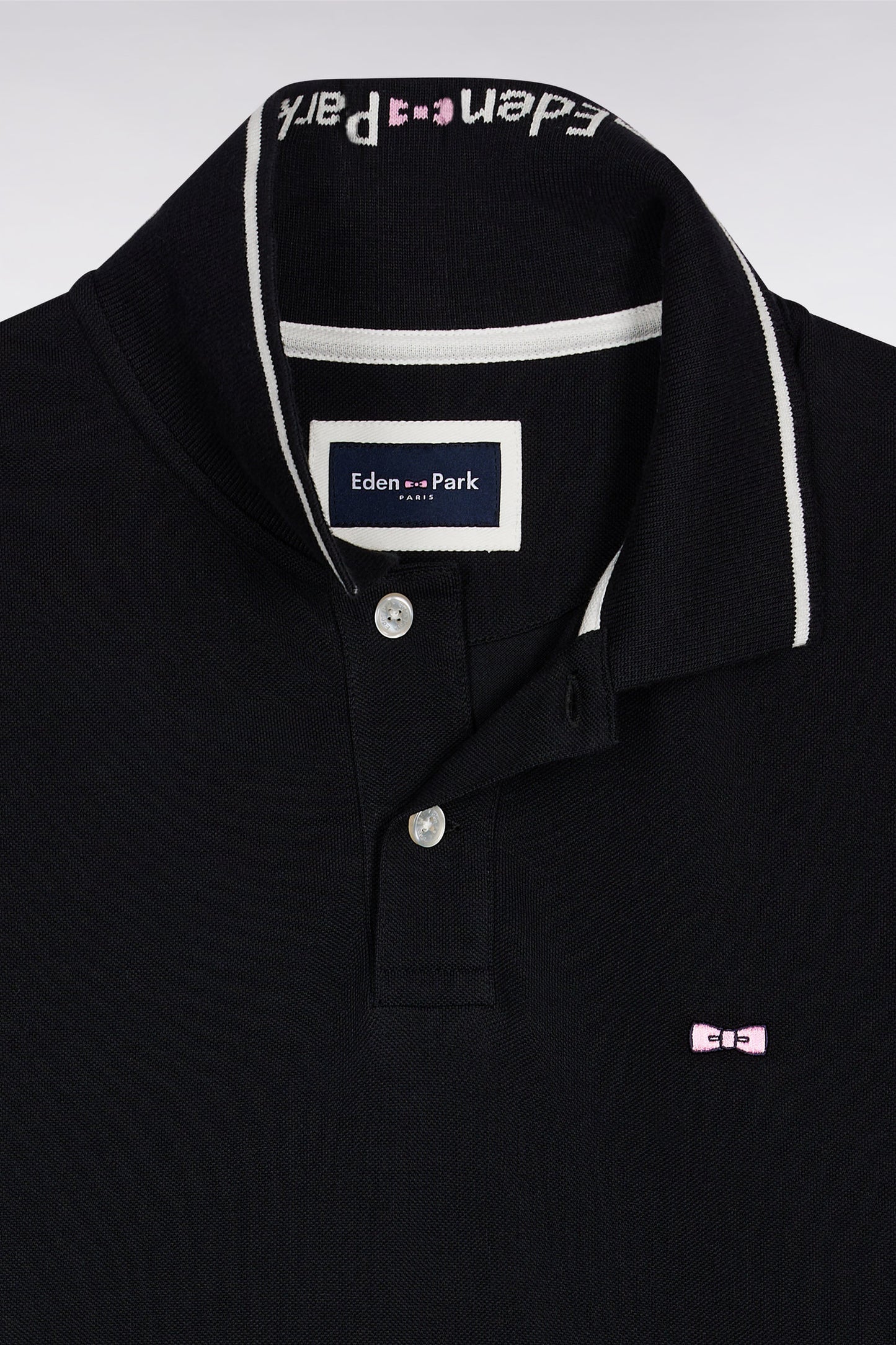 Black short-sleeved polo shirt