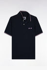 Polo à manches courtes en coton marine broderie cerclée