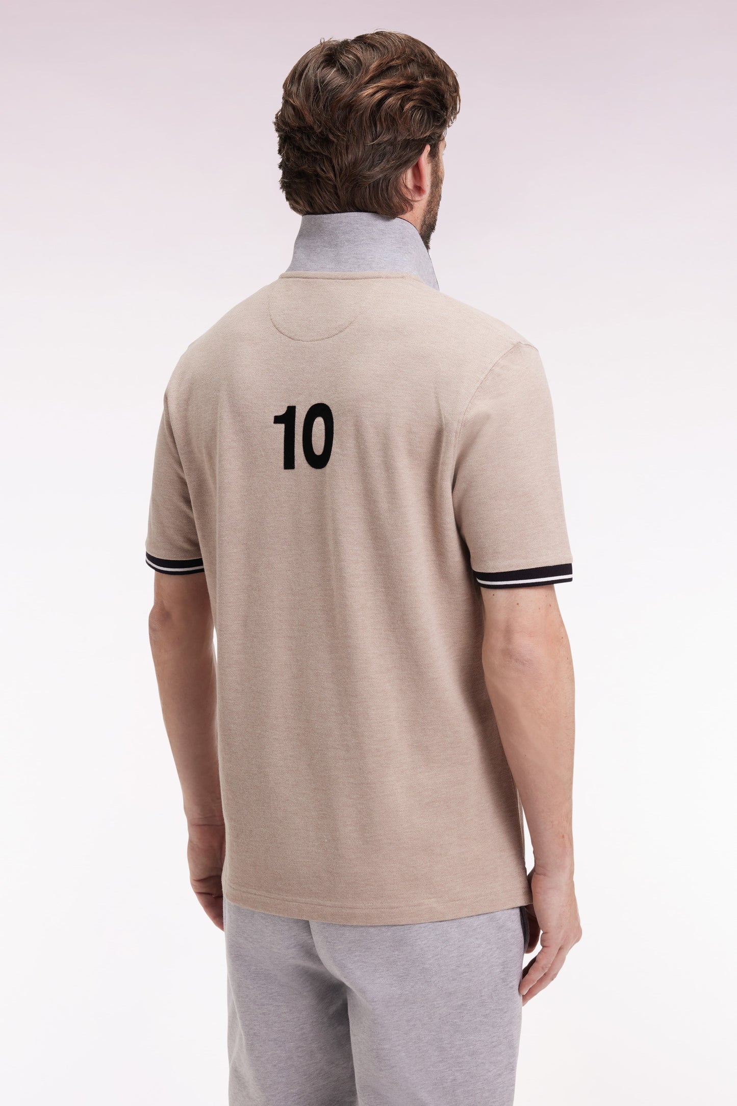 Polo manches courtes Nouvelle Zélande en piqué coton beige coupe ample