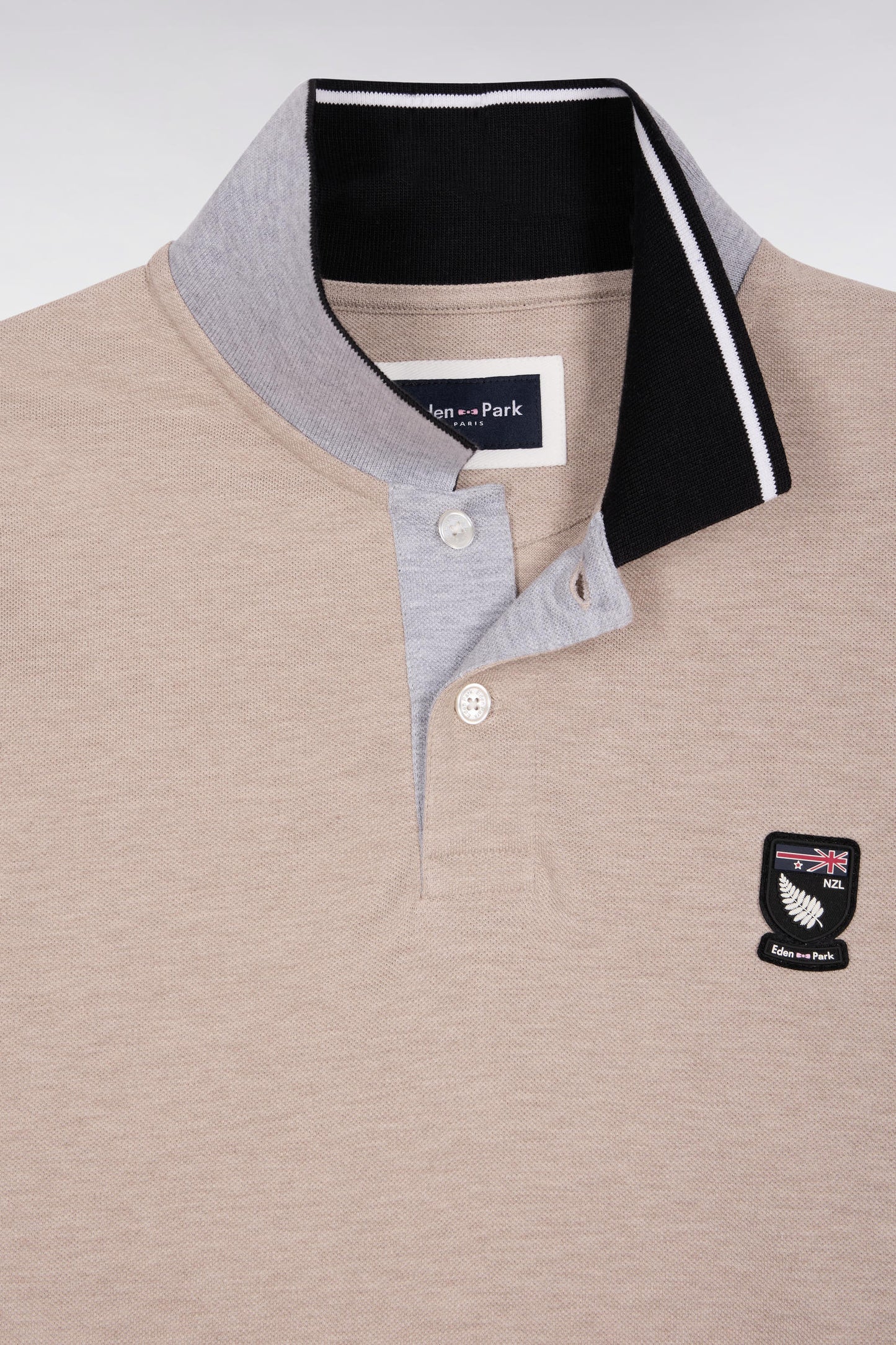 Polo manches courtes Nouvelle Zélande en piqué coton beige coupe ample