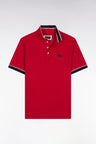 Red cotton short-sleeved polo shirt, loose fit
