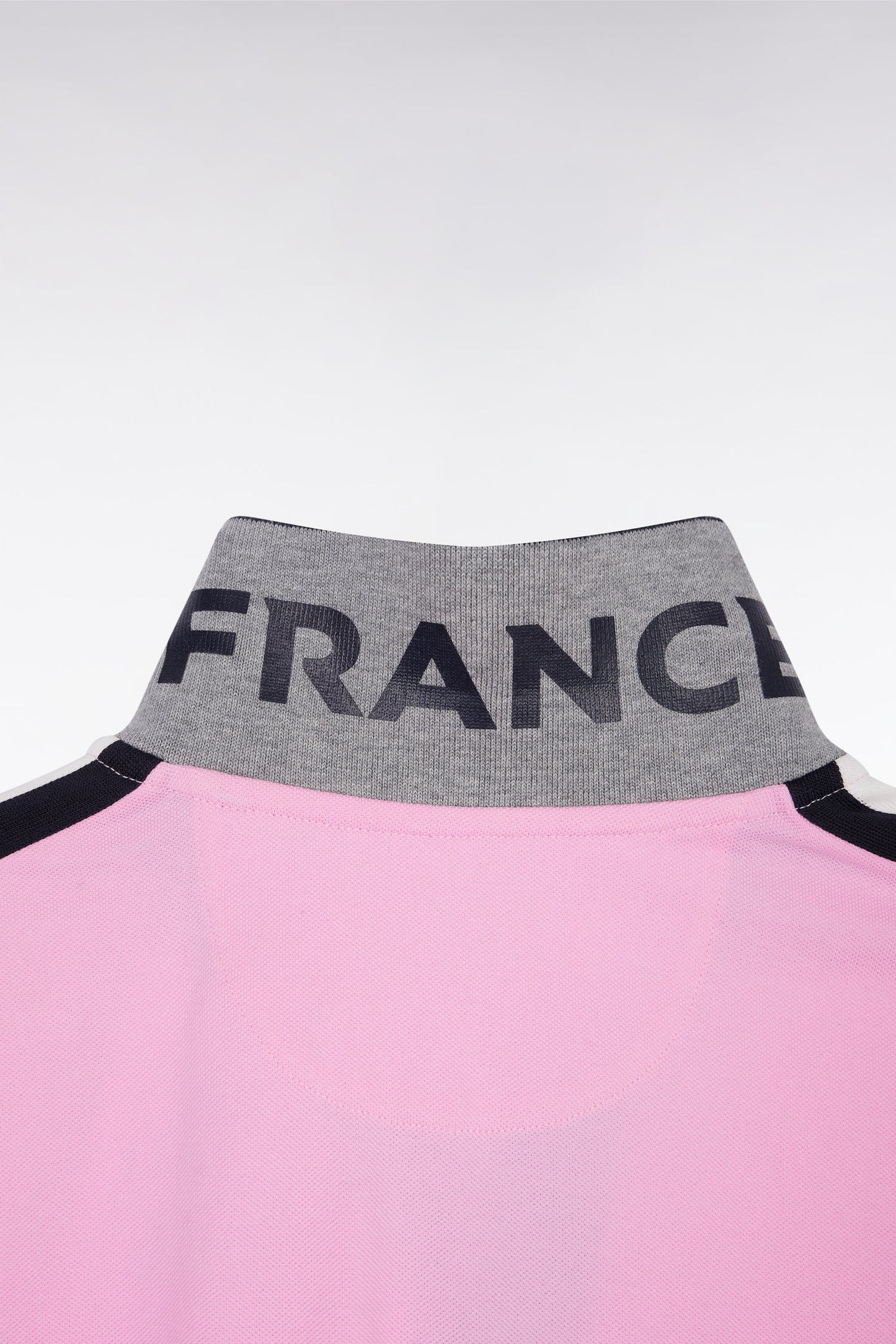 XV de France short-sleeved pink cotton polo shirt, straight cut