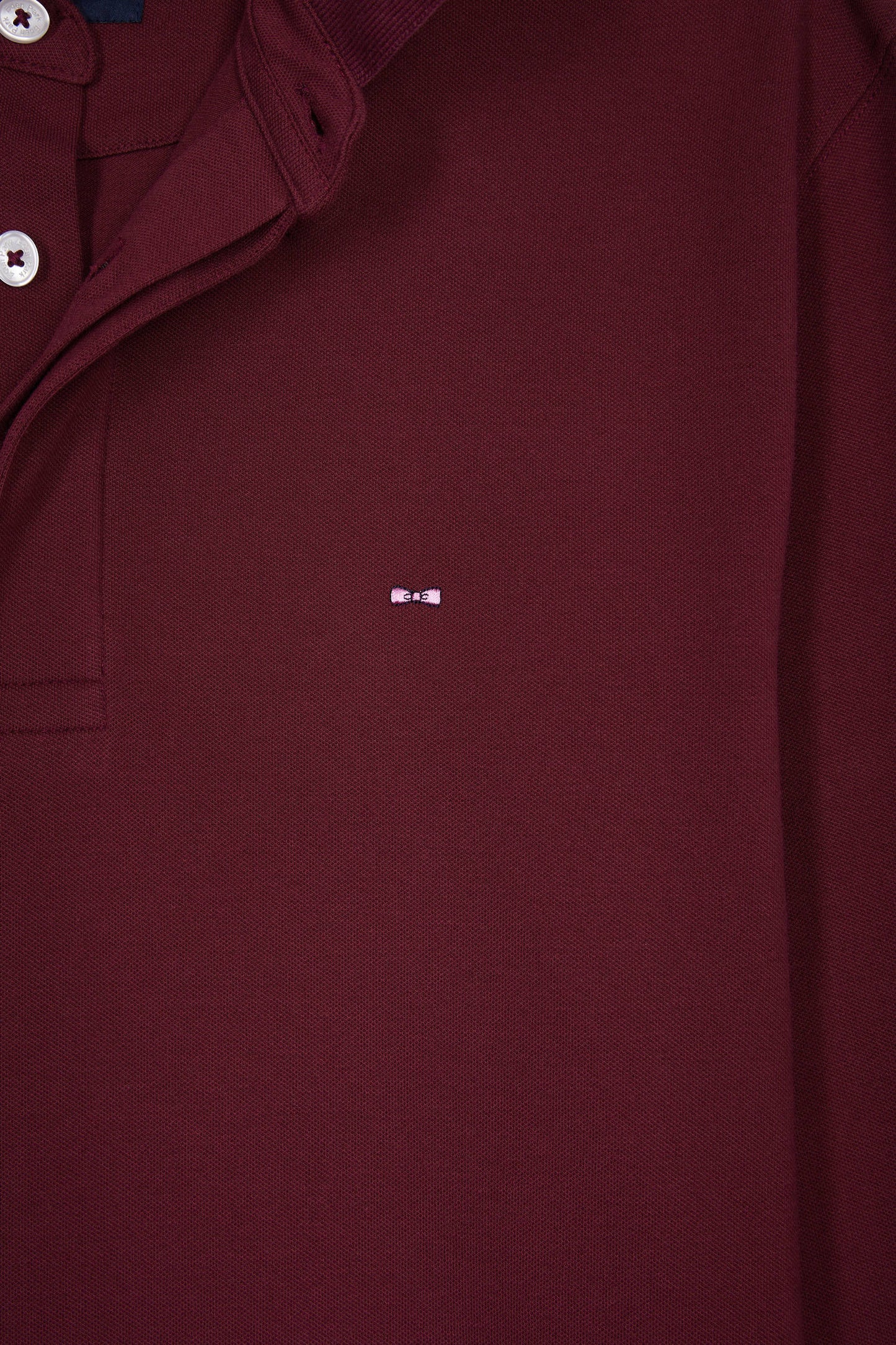 Polo à manches longues en coton stretch bordeaux coupe slim