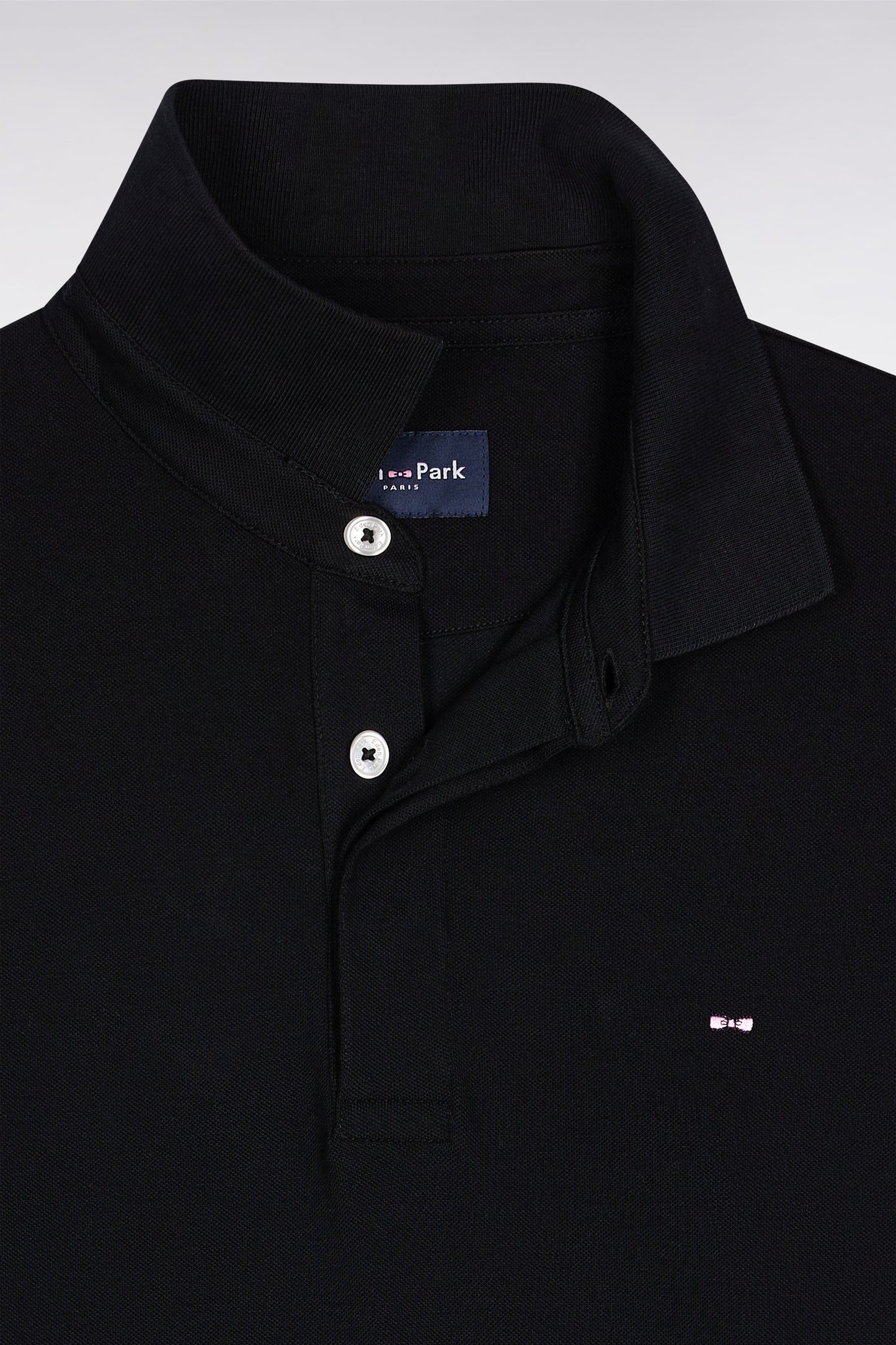 Polo à manches longues en coton stretch noir coupe slim