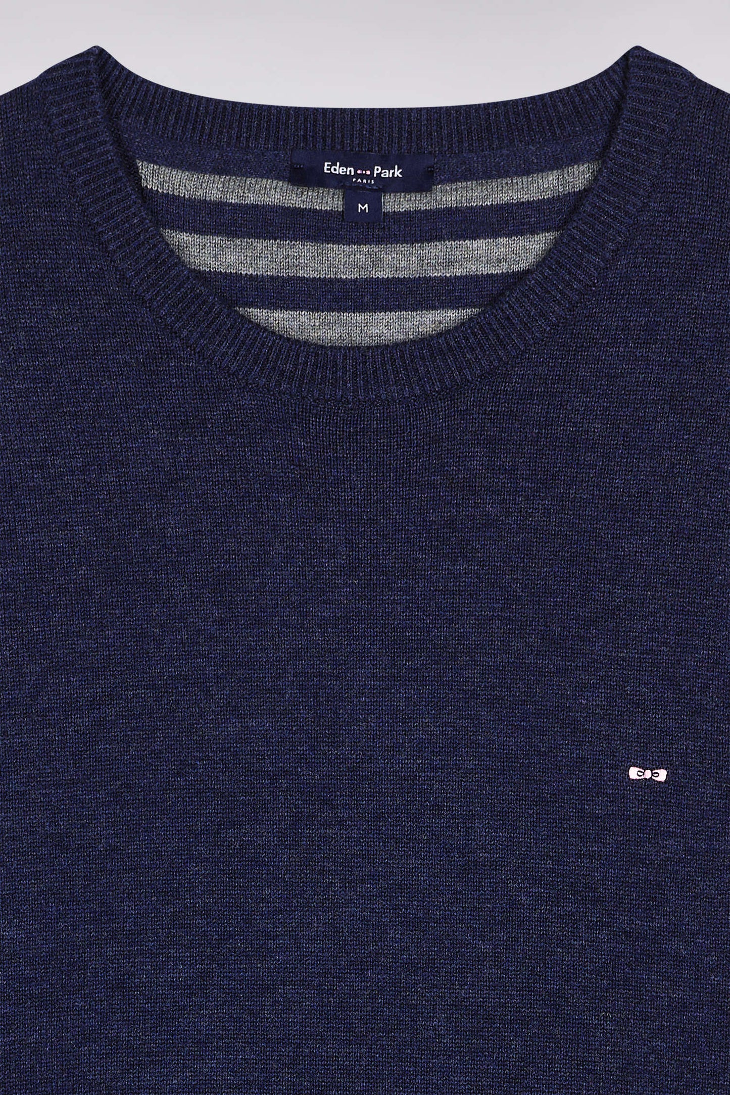 Dark blue wool and cotton round-neck sweater