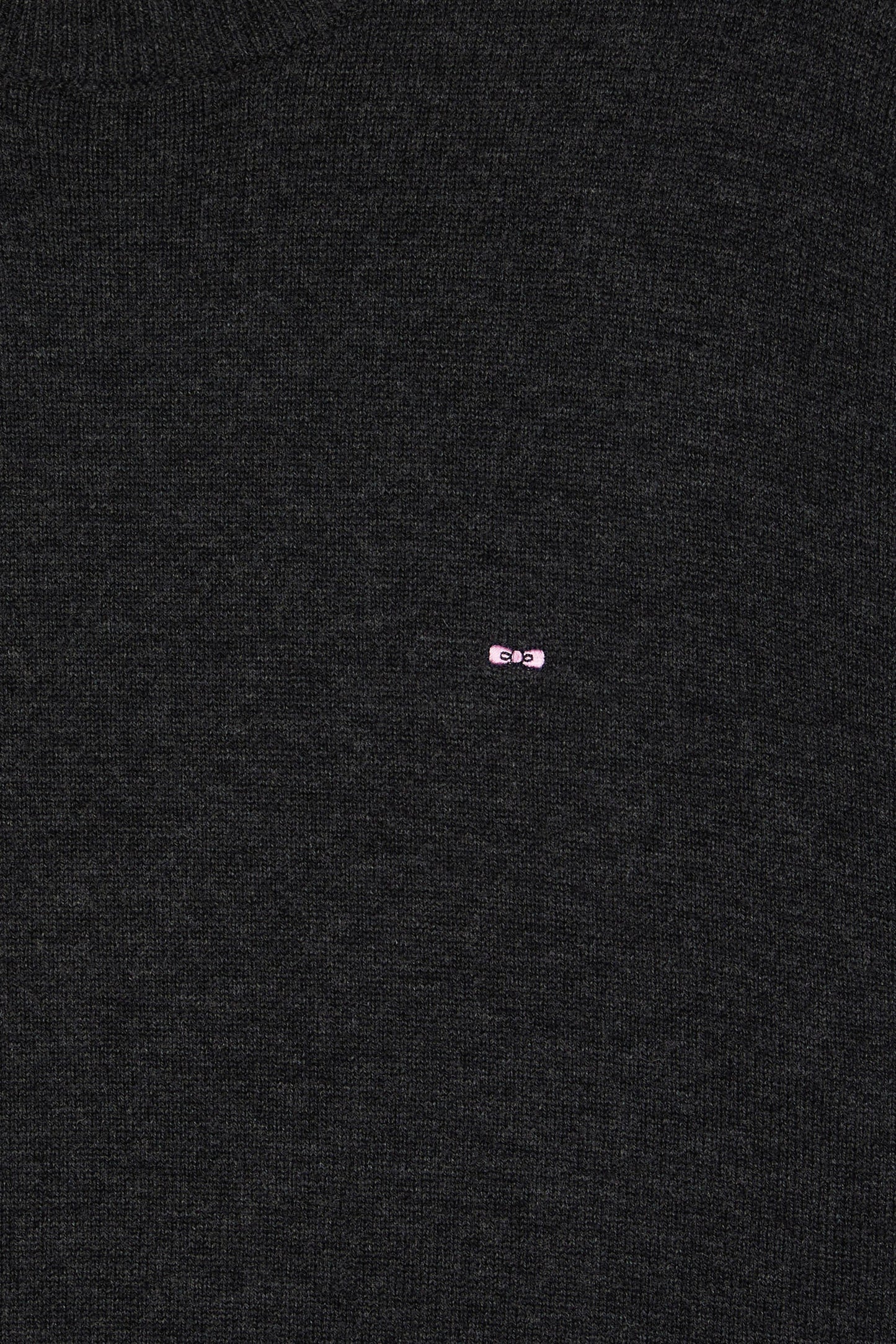 Pull col rond en laine et coton gris foncé