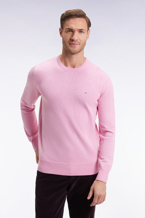 Pull col rond en laine et coton rose - Image 3