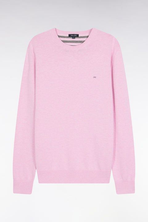 Pull col rond en laine et coton rose - Image 2