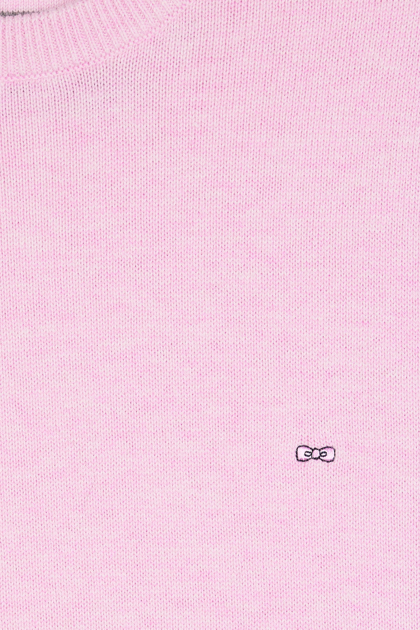 Pull col rond en laine et coton rose